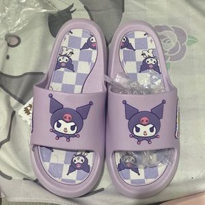 NEW SANRIO KUROMI SLIPPER SANDAL CHECKERED